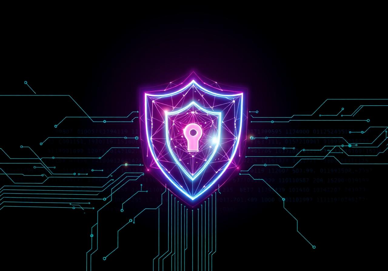 Cybersecurity shield abstract